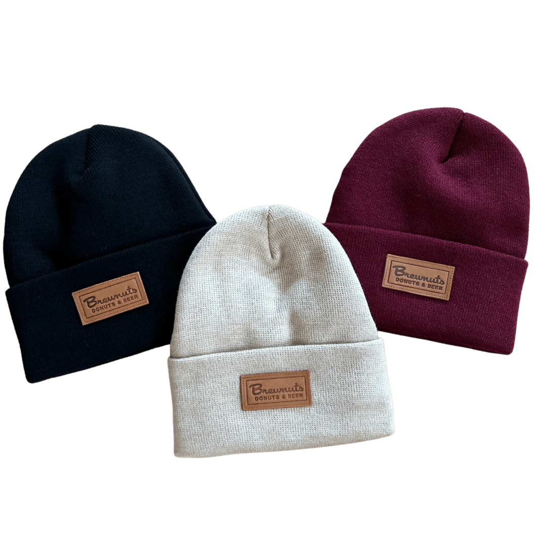 Leather Patch Beanie Hat